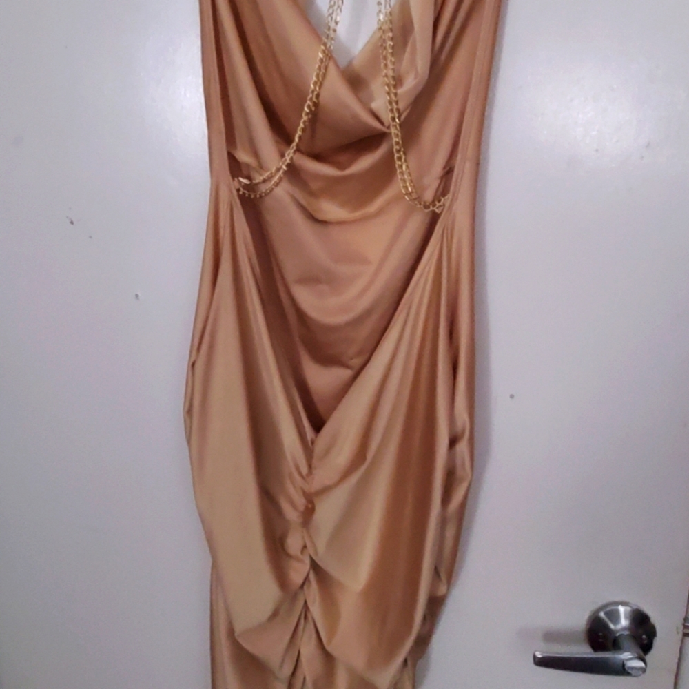 Gold satin dress